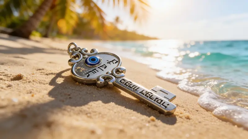 Clé sur une plage à Saint-Martin symbolisant la location d’appartement